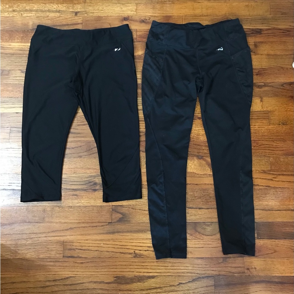 Ladies Black Avia Stretch Leggings Pants
1 Ankle Length & 1 Capri
Stretch Waist - Picture 2 of 8